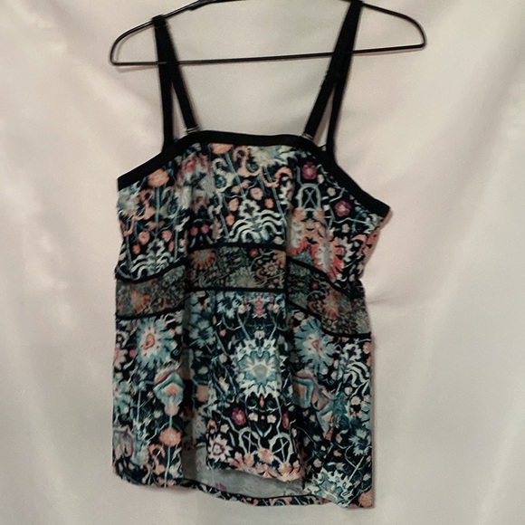 Swim by Cacique Swim Top size 42DD TRUE BUILT IN BRA Black and Blue Patterned - Picture 7 of 10